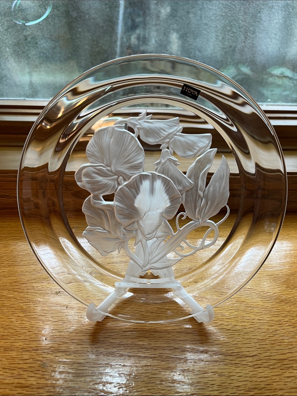 Hoya frosted crystal pansy pansies Floral Charger Plate, 8.25” diameter